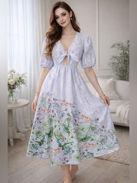INC International Concepts Dresses & Skirts - INC International Concepts Purple Floral Tie Front Dress Spring Easter